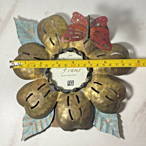 VTG Figi Hammered Hand Crafted Metal 3D Butterfly Picture Frame 3x3 Photo - Picture 6 of 6
